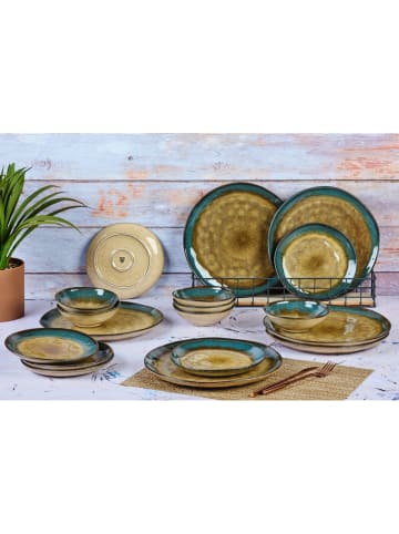 Björn 18-delig tafelservies "Island" kaki/blauw
