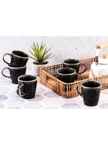 Björn 6-delige set: koffiekoppen "Moon" zwart - 400 ml