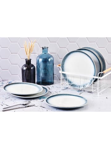 Björn 6er-Set: Speiseteller "Cosmos" in Weiß/ Blau - Ø 27,5 cm