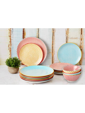 Björn 18-delig tafelservies "Color" rood/geel/lichtblauw