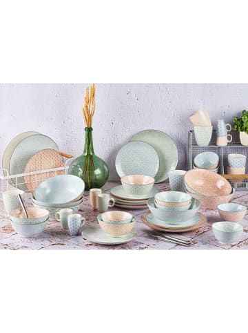 Björn 42-delig tafelservies "Pastel" lichtblauw/lichtgroen/lichtroze