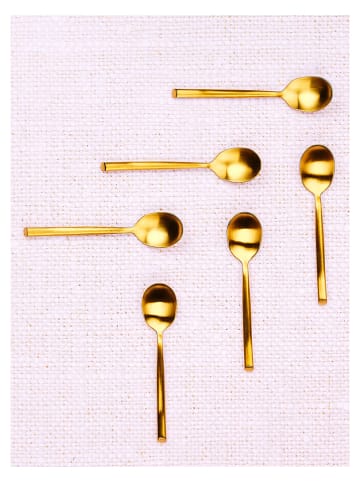 Björn 6-delige set: roestvrijstalen koffielepels "Knut" goudkleurig - (L)14 cm