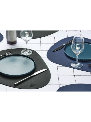 Björn 6-delige set: placemats donkerblauw/antraciet - (L)44 x (B)37 cm