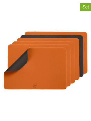 Björn 6-delige set: placemats oranje/bruin - (L)44,5 x (B)30 cm
