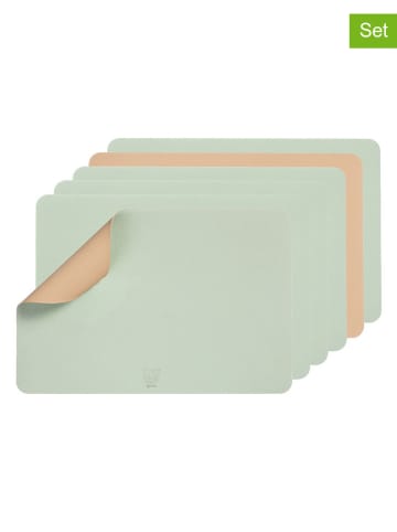 Björn 6-delige set: placemats lichtgroen/lichtroze - (L)44,5 x (B)30 cm