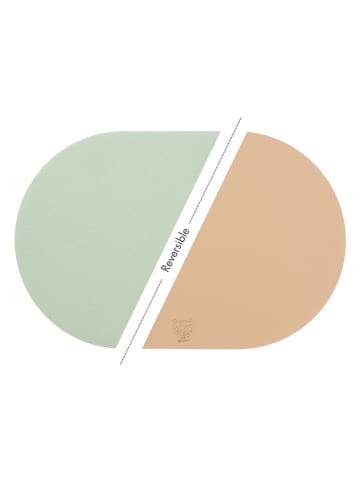 Björn 6-delige set: placemats lichtgroen/lichtroze - (L)44,5 x (B)30 cm