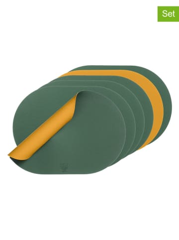 Björn 6-delige set: placemats groen/mostergeel - (L)44,5 x (B)30 cm