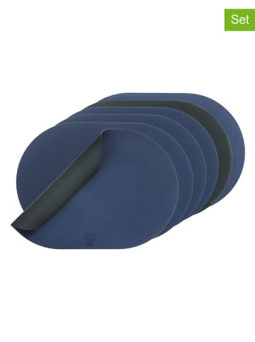 Björn 6-delige set: placemats donkerblauw/antraciet - (L)44,5 x (B)30 cm
