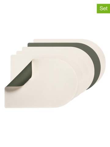 Björn 6-delige set: placemats crème/groen - (L)44,5 x (B)30 cm