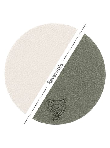 Björn 6er-Set: Wende-Untersetzer in Creme/ Grün - Ø 10 cm