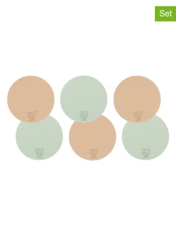 Björn 6er-Set: Wende-Untersetzer in Rosa/ Hellgrün - Ø 10 cm