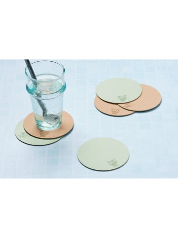 Björn 6er-Set: Wende-Untersetzer in Rosa/ Hellgrün - Ø 10 cm