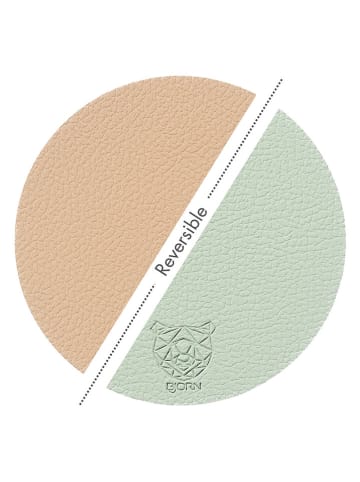 Björn 6er-Set: Wende-Untersetzer in Rosa/ Hellgrün - Ø 10 cm