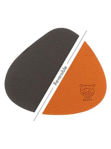 Björn 6-delige set: omkeerbare onderzetters bruin/oranje - (L)13 x (B)11 cm