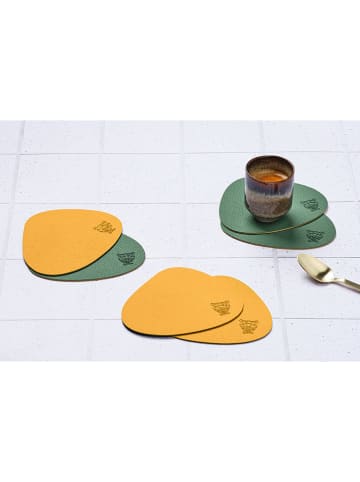 Björn 6er-Set: Wende-Untersetzer in Gelb/ Grün - (L)13 x (B)11 cm