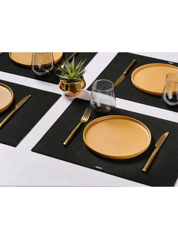 Björn 6-delige set: placemats zwart - (L)45 x (B)33 cm