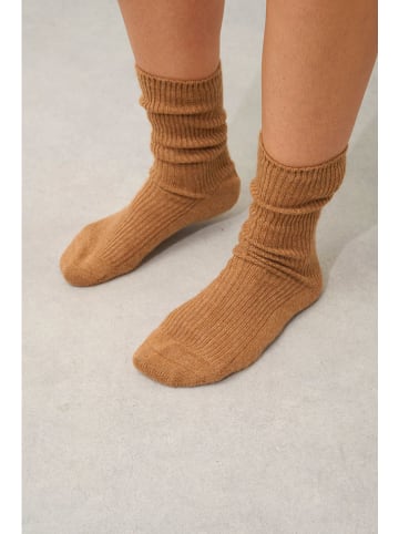 AUTHENTIC CASHMERE Kaschmir-Socken "Chewila" in Hellbraun