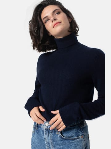 AUTHENTIC CASHMERE Kasjmieren coltrui "Bise" donkerblauw