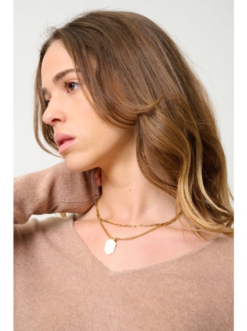 AUTHENTIC CASHMERE Kasjmieren trui "Galise" lichtbruin