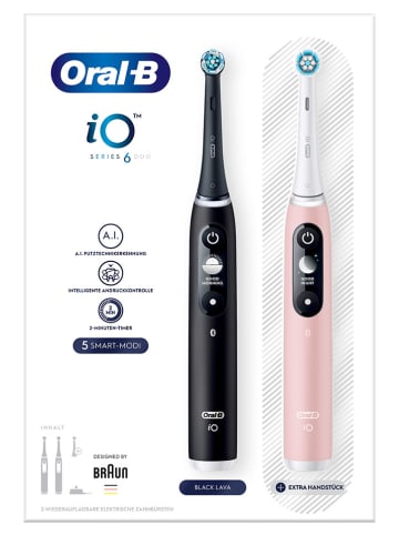 Oral-B 2tlg. Set: Elektr. Zahnbürsten "Oral-B iO Series 6" in Rosa/ Schwarz
