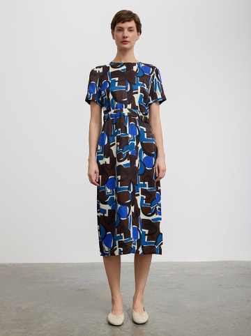 BGN Jurk blauw/bruin/crème