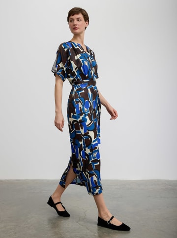 BGN Sukienka w kolorze niebiesko-kremowo-brązowym