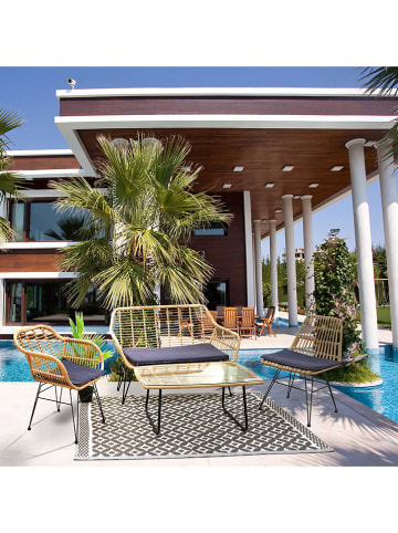 Garden Spirit Gartentisch "Surabaya" in Natur/ Schwarz - (B)95 x (H)42 x (T)55 cm