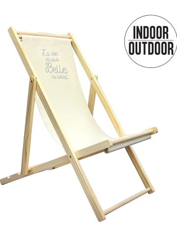 Garden Spirit Liegestuhl "La Vie Est Belle" in Beige - (B)55 x (H)79 x (T)94 cm
