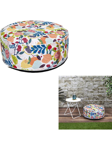 Garden Spirit Poef "Gonflable" wit/meerkleurig - (H)25 cm - Ø 55