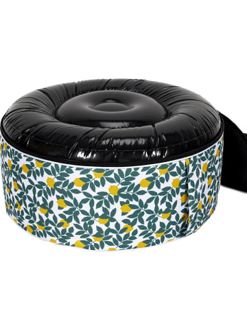 Garden Spirit Puf "Gonflable" w kolorze biało-zielonym - wys. 25 x Ø 55 cm