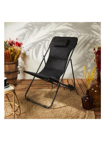 Garden Spirit Liegestuhl "Corfou" in Schwarz - (B)55 x (H)89 x (T)81 cm