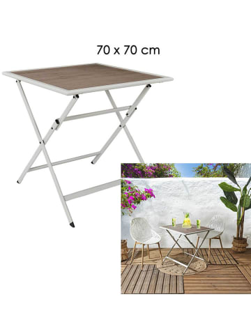 Garden Spirit Gartentisch ''Barcelone'' in Weiß/ Hellbraun - (B)70 x (H)71 x (T)70 cm