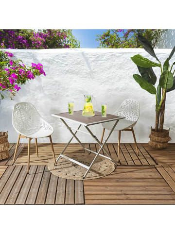 Garden Spirit Gartentisch ''Barcelone'' in Weiß/ Hellbraun - (B)70 x (H)71 x (T)70 cm