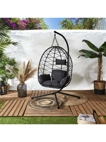 Garden Spirit Korbstuhl "Zadar" in Schwarz - (B)88 x (H)109 x (T)60 cm