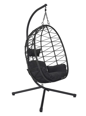 Garden Spirit Korbstuhl "Zadar" in Schwarz - (B)88 x (H)109 x (T)60 cm