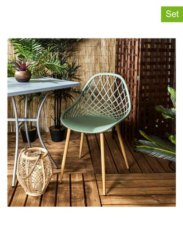 Garden Spirit 4-delige set: tuinstoelen "Malaga" groen - (B)24 x (H)90 x (D)90 cm