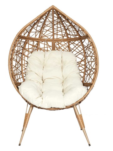 Garden Spirit Fotel wiklinowy w kolorze jasnobrązowo-kremowym - 100 x 150 x 65 cm