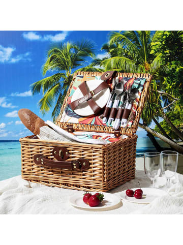 Garden Spirit 21-częściowy zestaw piknikowy w kolorze jasnobrązowym ze wzorem