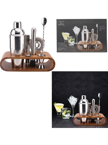 COOK CONCEPT 8tlg. Cocktail-Set in Silber/ Bambus