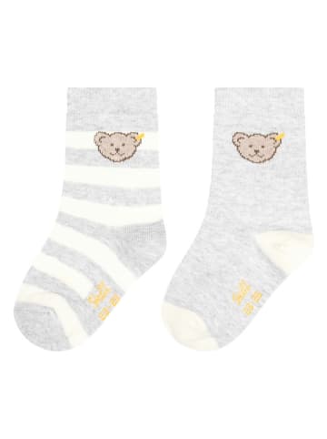 Steiff 2er-Set: Socken in Grau/ Weiß
