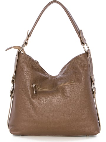 Mia Tomazzi Leder-Schultertasche "Castello" in Taupe - (B)35 x (H)29 x (T)12 cm