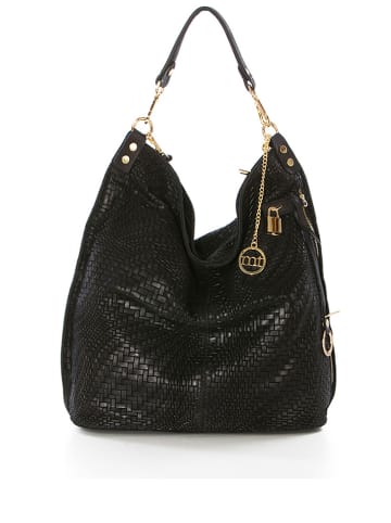 Mia Tomazzi Leder-Schultertasche in Schwarz - (B)42 x (H)38 x (T)17 cm