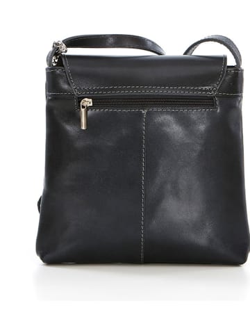 Mia Tomazzi Leder-Umhängetasche "Ortica" in Schwarz - (B)22 x (H)20 x (T)5 cm