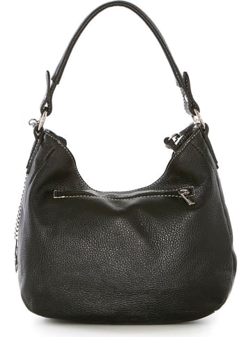 Mia Tomazzi Leder-Schultertasche "Molise" in Schwarz - (B)30 x (H)20 x (T)8 cm