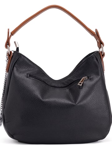 Mia Tomazzi Leder-Schultertasche "Molise" in Schwarz - (B)30 x (H)20 x (T)8 cm