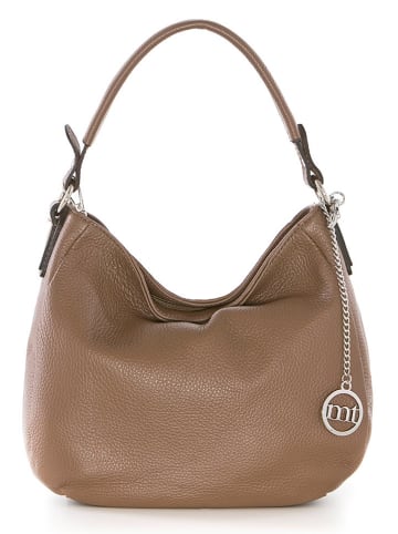 Mia Tomazzi Leren schoudertas "Molise" lichtbruin - (B)30 x (H)20 x (D)8 cm