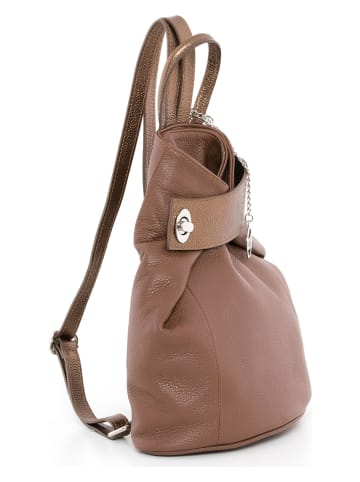 Mia Tomazzi Leren rugzak "Sirietto" bruin - (B)28 x (H)35 x (D)13 cm