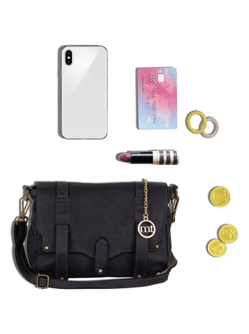 Mia Tomazzi Skórzana torebka "Cinisello" w kolorze granatowym - 24 x 22 x 11 cm