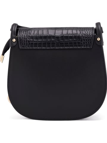 Mia Tomazzi Leren schoudertas "Abbadesse" zwart - (B)22 x (H)21 x (D)8 cm