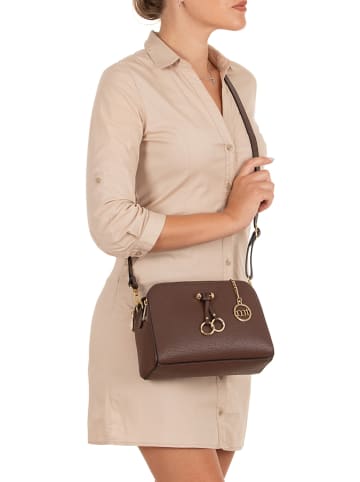 Mia Tomazzi Leder-Umhängetasche "Certosa" in Dunkelbraun - (B)24 x (H)16 x (T)8 cm